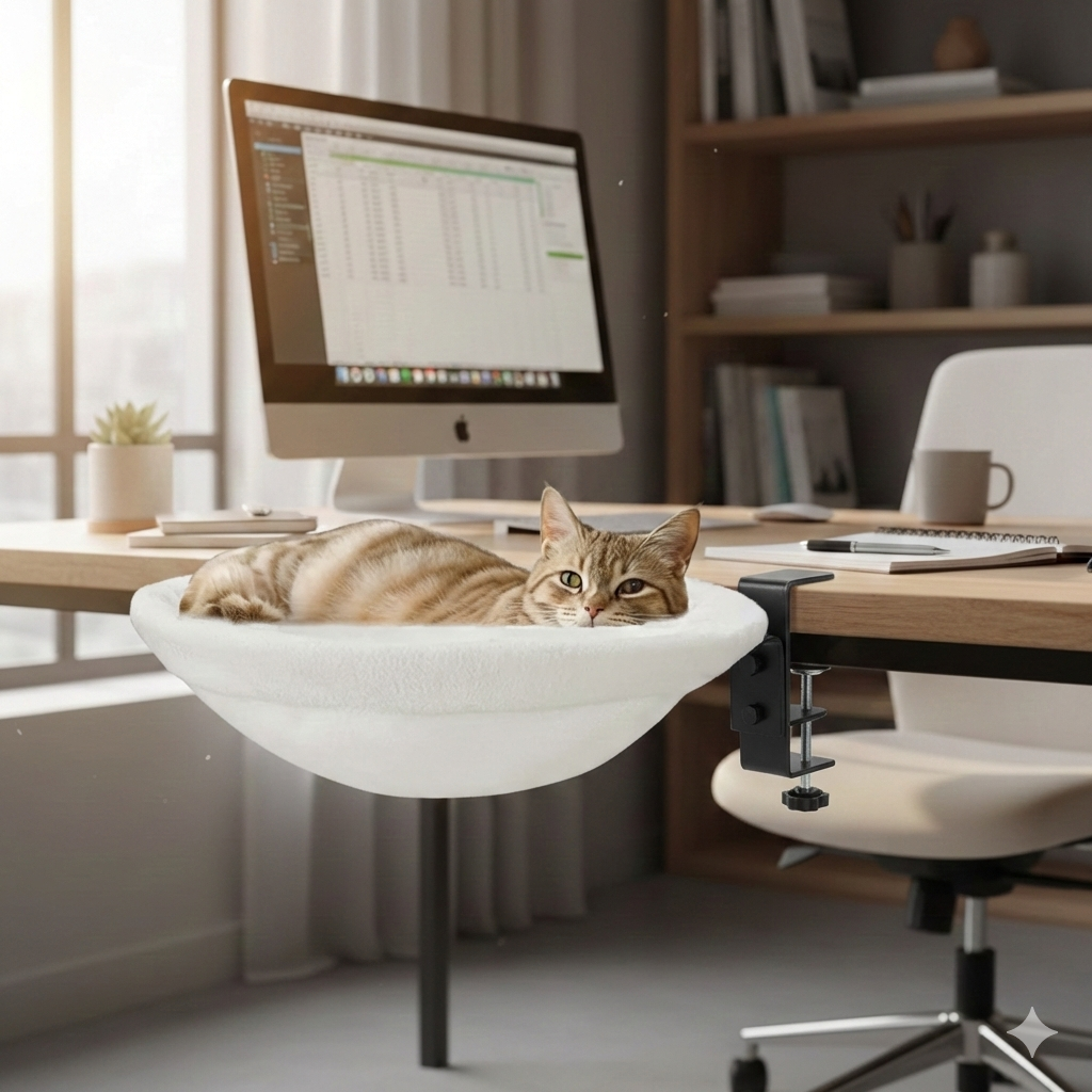 LEVITA DeskNest™ – Homeoffice Katzenbett weiß, Katzenbett für Schreibtische
