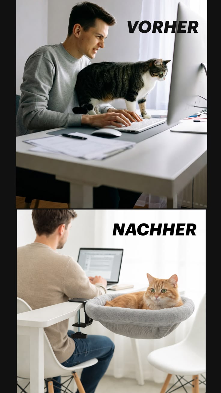 LEVITA DeskNest™ – Homeoffice Katzenbett weiß, Katzenbett für Schreibtische