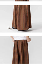 Striped Pants Men's Cotton Linen Comfortable Breathable Wide Leg Trousers Kimono Japanese Samurai Casual Loose Fashion Pants Men