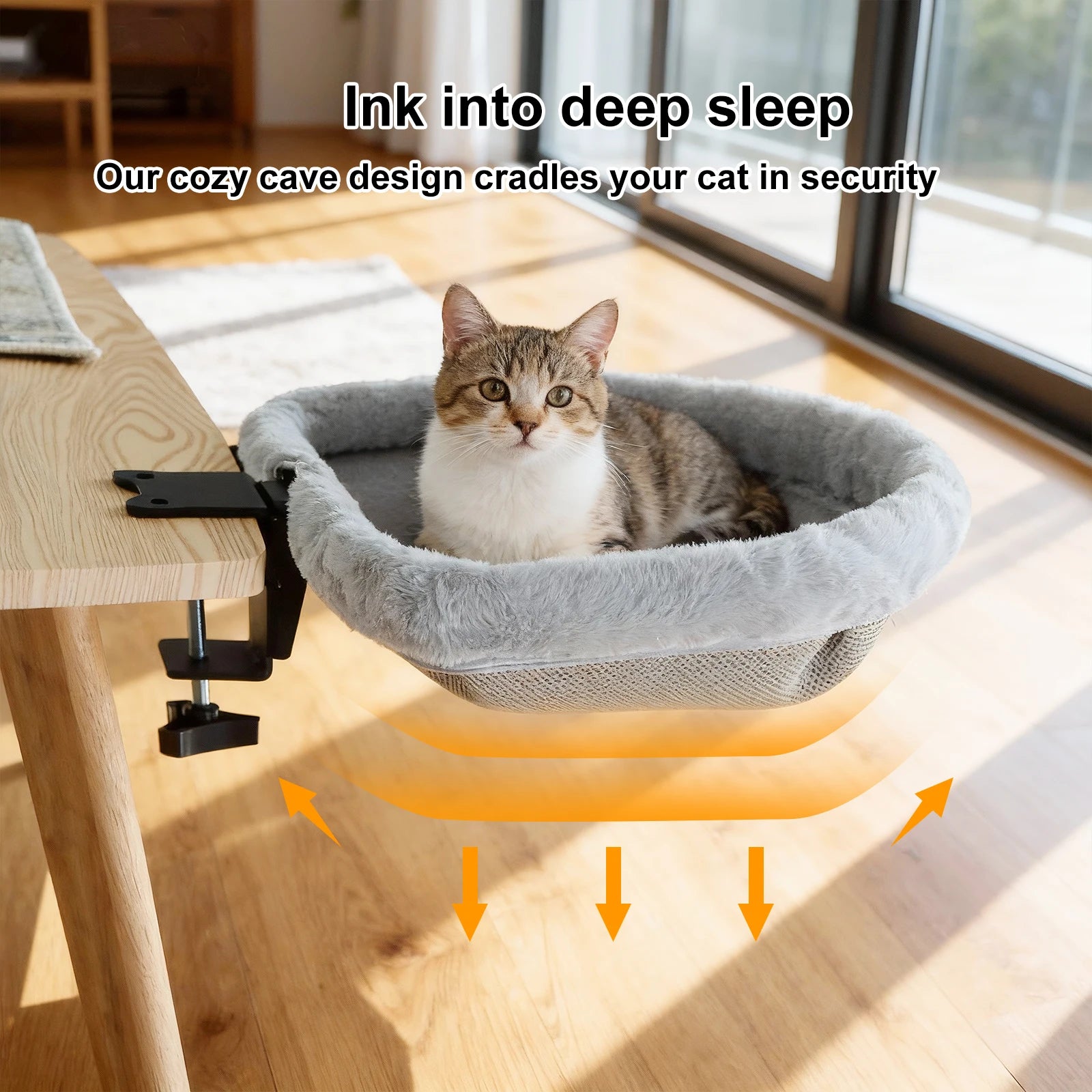 LEVITA DeskNest™ Fold – Homeoffice Katzenbett grau, faltbar waschbar Katzenbett für Schreibtische