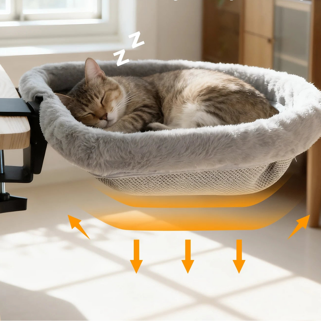 LEVITA DeskNest™ Fold – Homeoffice Katzenbett grau, faltbar waschbar Katzenbett für Schreibtische