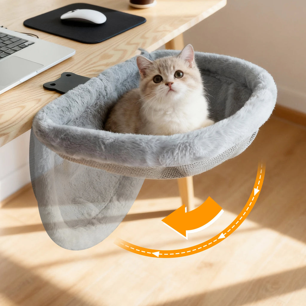 LEVITA DeskNest™ Fold – Homeoffice Katzenbett grau, faltbar waschbar Katzenbett für Schreibtische
